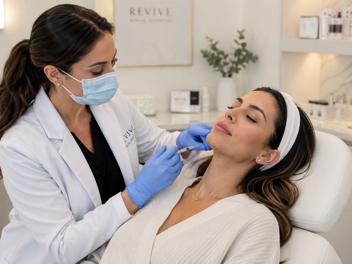 Une clinicienne réalisant un traitement injectable